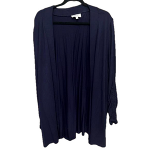 Super Soft Navy Open-Front Cardigan with Rouched Sleeves NWT